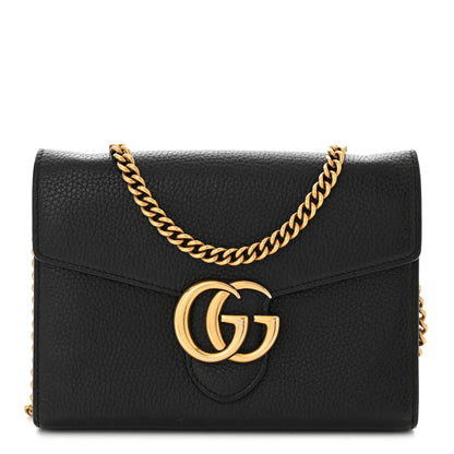 Gucci Calfskin GG Marmont Chain Wallet Black 1 of 10