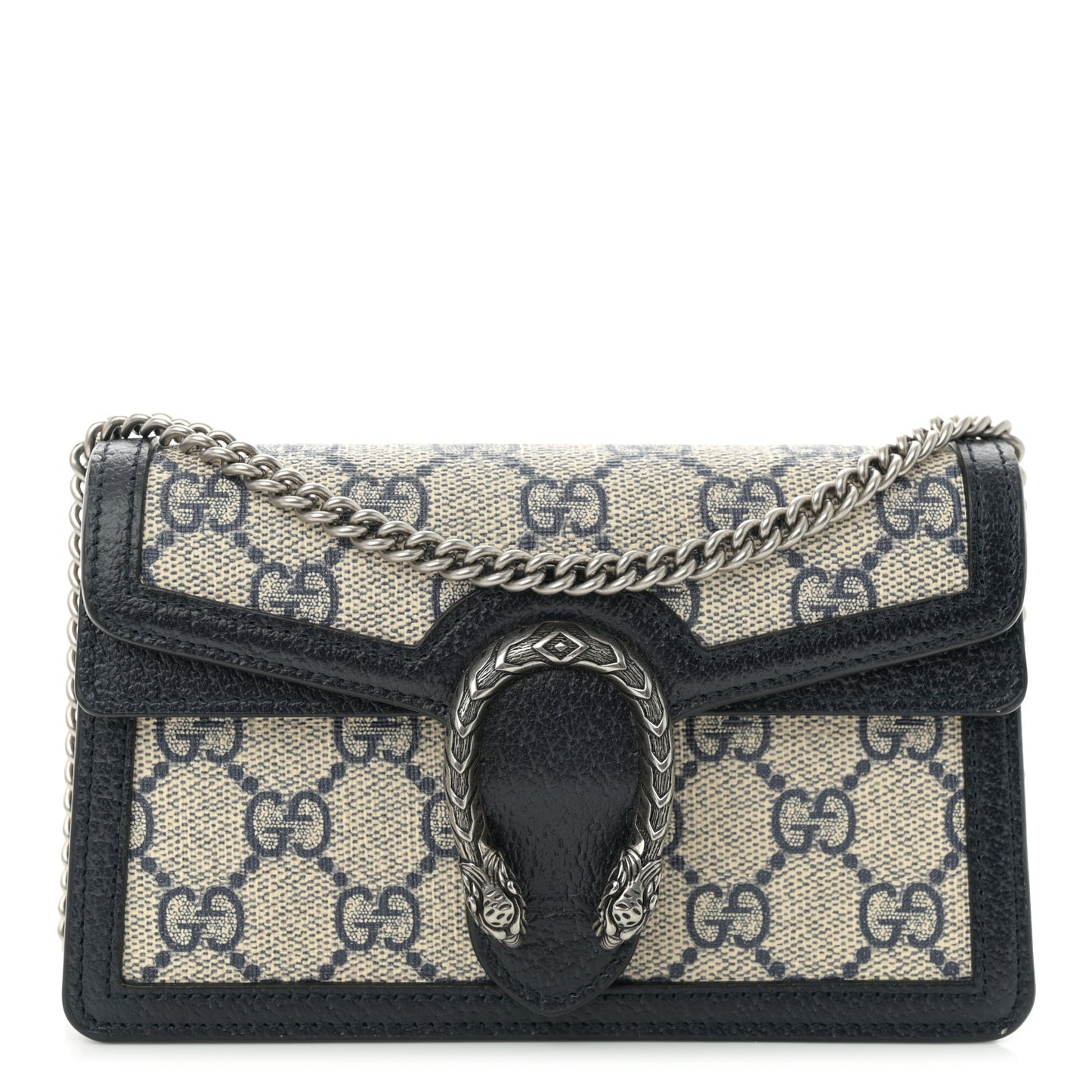 GG Supreme Monogram Textured Dollar Calfskin Super Mini Dionysus Shoulder Bag Beige Blue