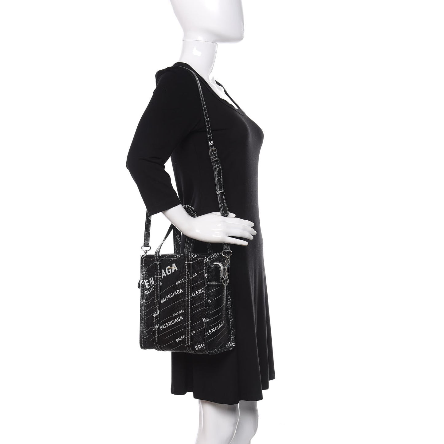 Agneau Arena Logo Multicolor Print XS Bazar Shopper Tote Black White