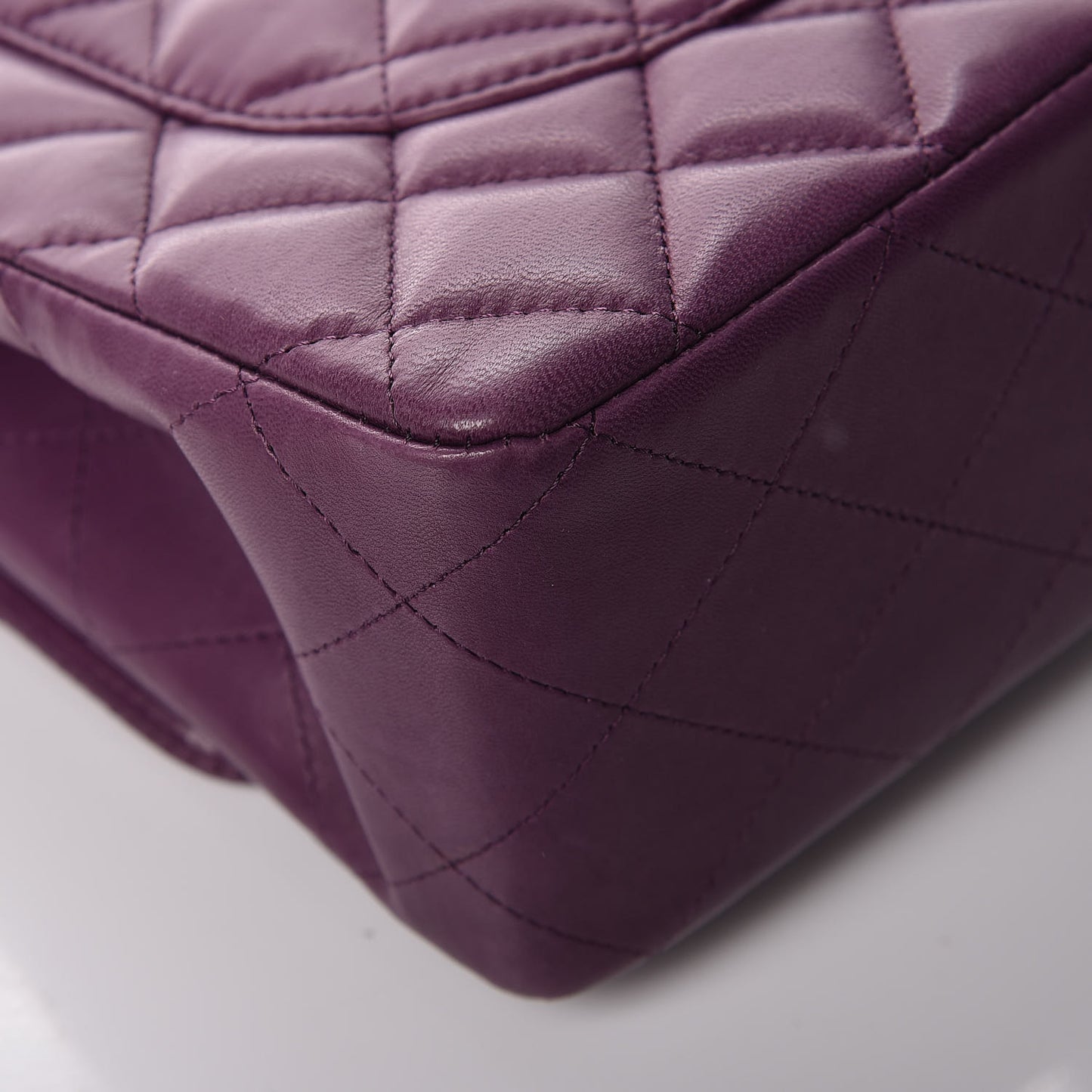 Lambskin Quilted Jumbo Single Flap Dark Purple