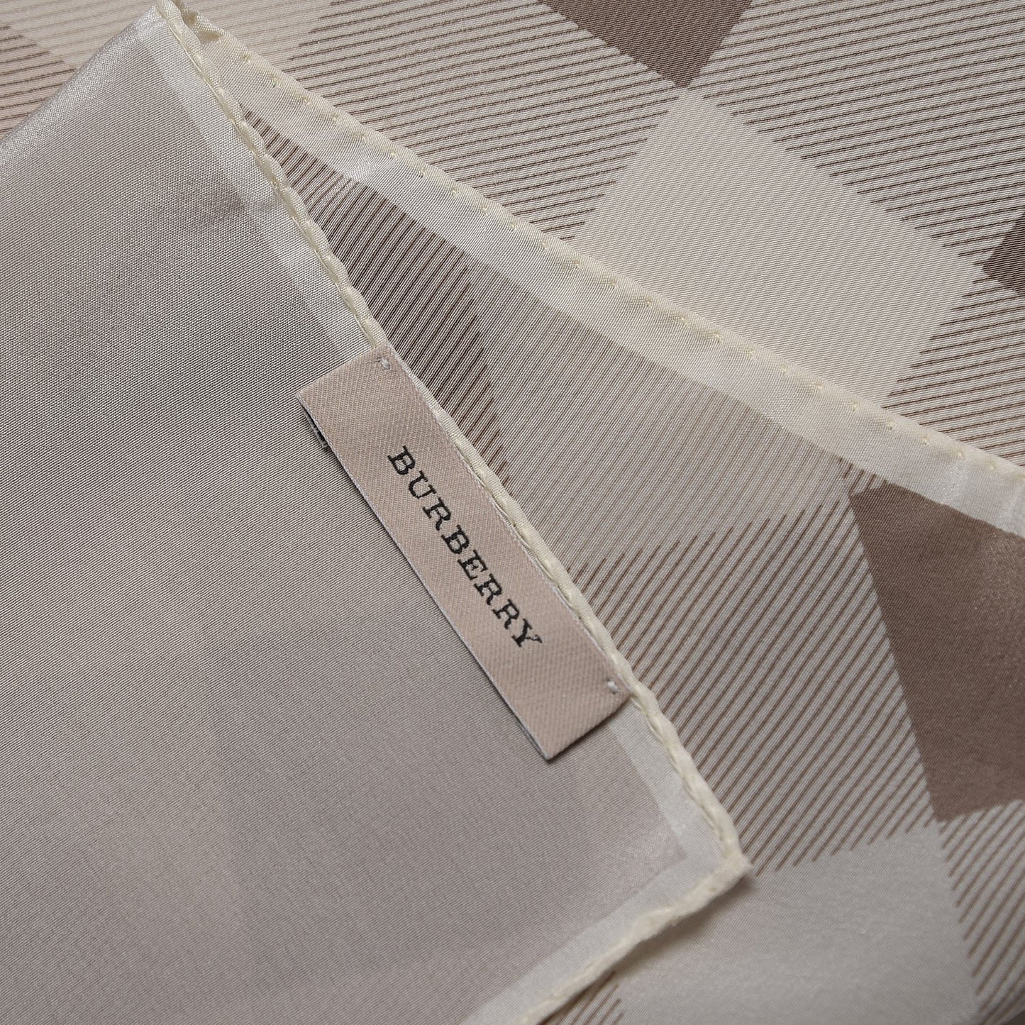 Silk Giant Check Scarf Pale Stone