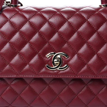 Chanel Caviar Lizard Embossed Quilted Small Coco Handle Flap Burgundy 10 of 10