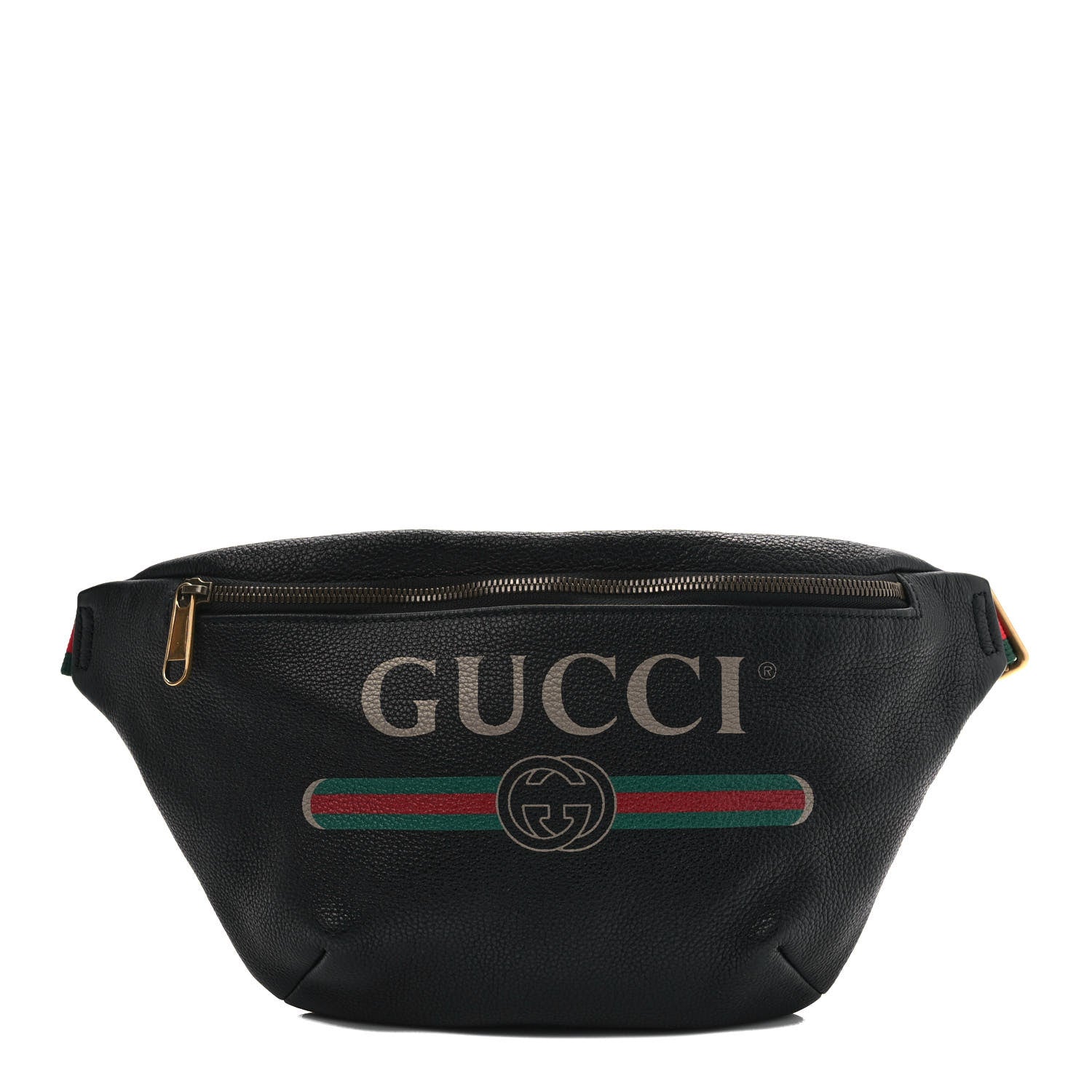 Gucci Grained Calfskin Logo Belt Bag Black 1 of 9