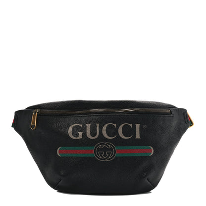 Gucci Grained Calfskin Logo Belt Bag Black 1 of 9