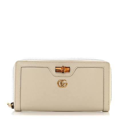 Gucci Wonka Grain Calfskin Diana Zip Around Continental Wallet Mystic White 1 of 8