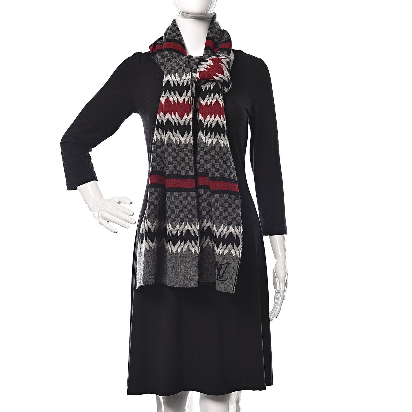 Cashmere Damier Aztec Scarf Graphite