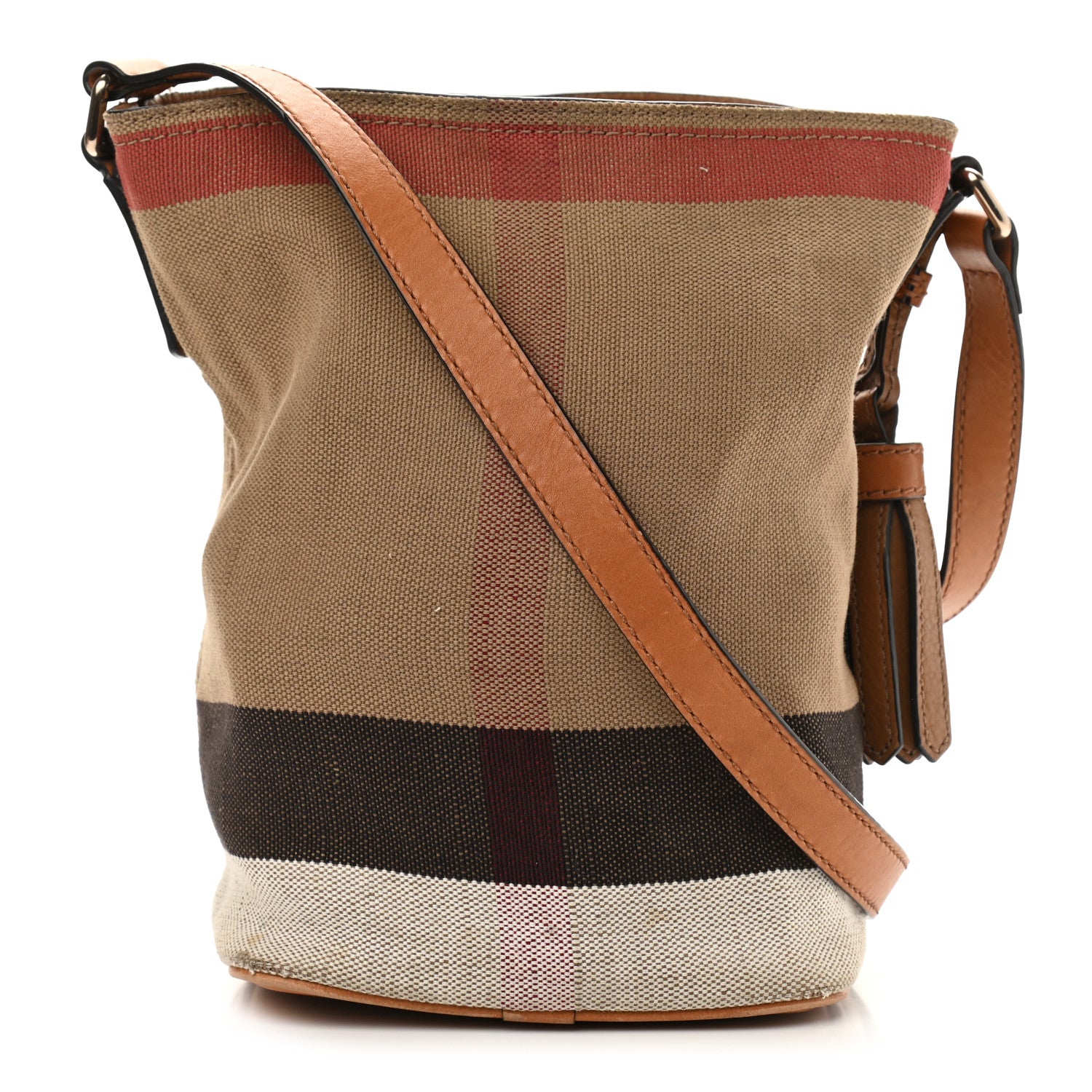 Burberry Canvas Mega Check Mini Ashby Tassel Crossbody Saddle Brown 2 of 17