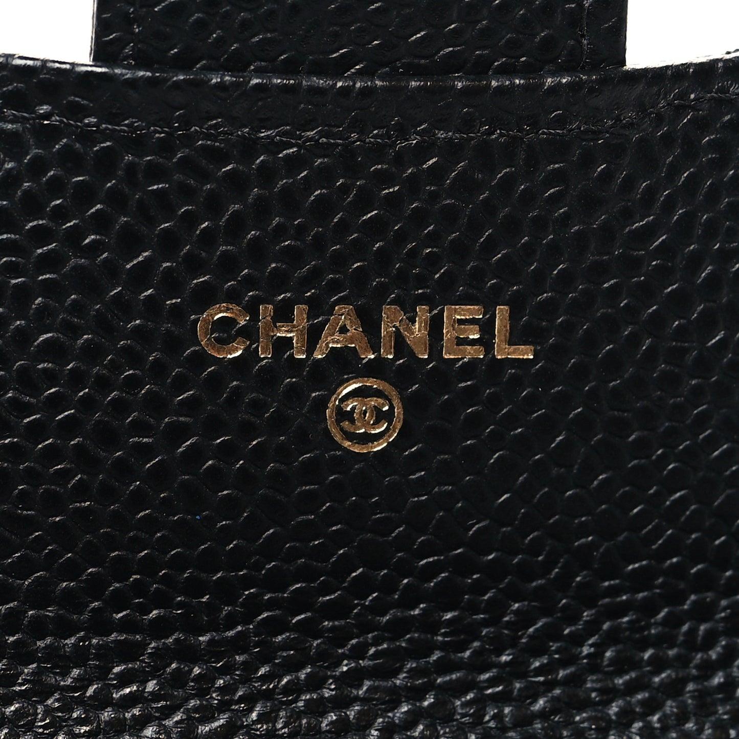 Caviar Quilted Flap Card Holder Wallet Black