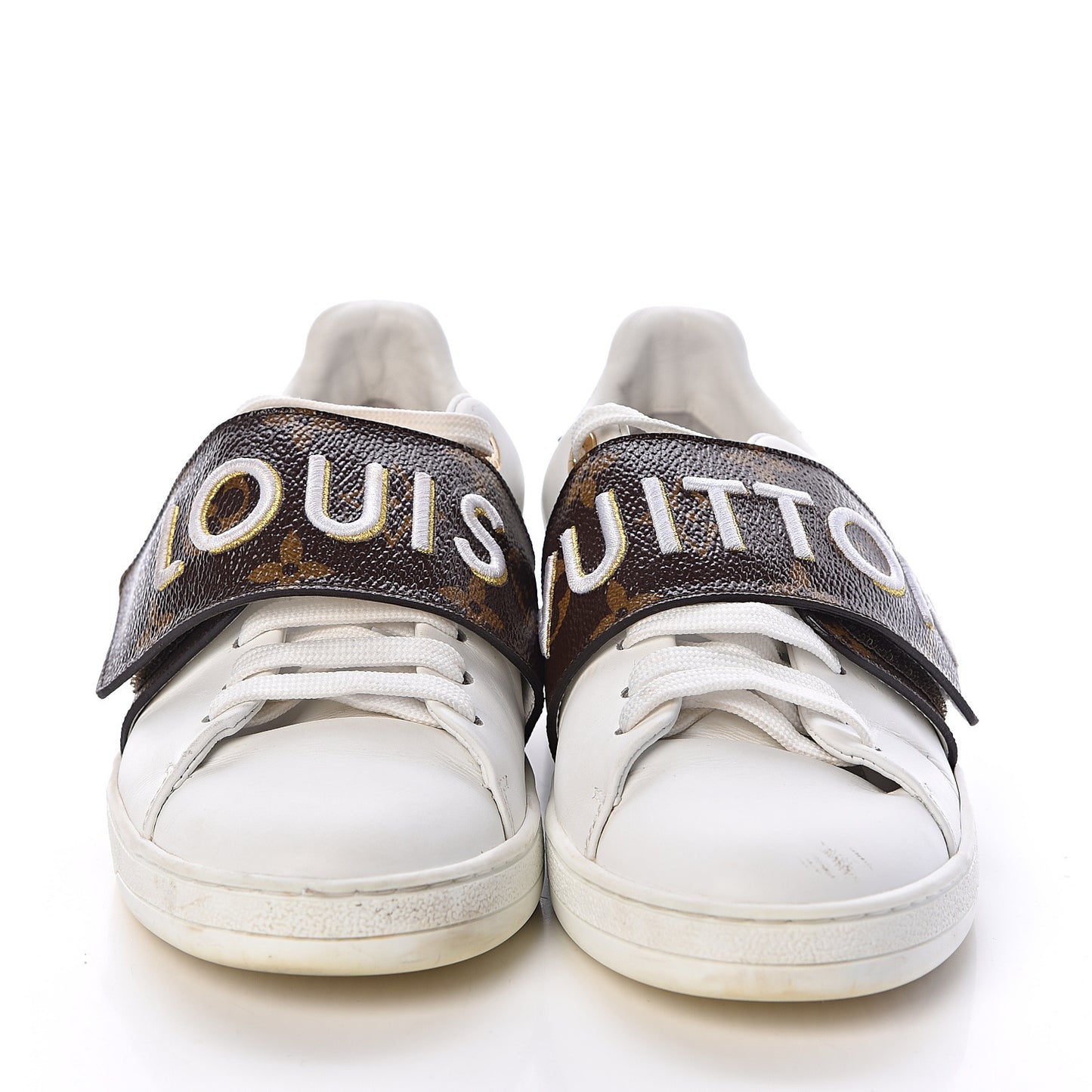 Calfskin Monogram Frontrow Sneakers 35 White