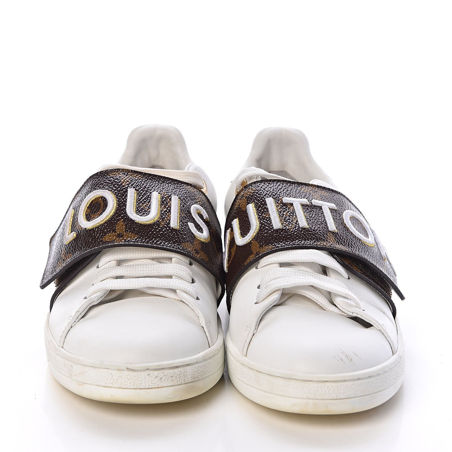 Louis Vuitton Calfskin Monogram Frontrow Sneakers 35 White 2 of 13