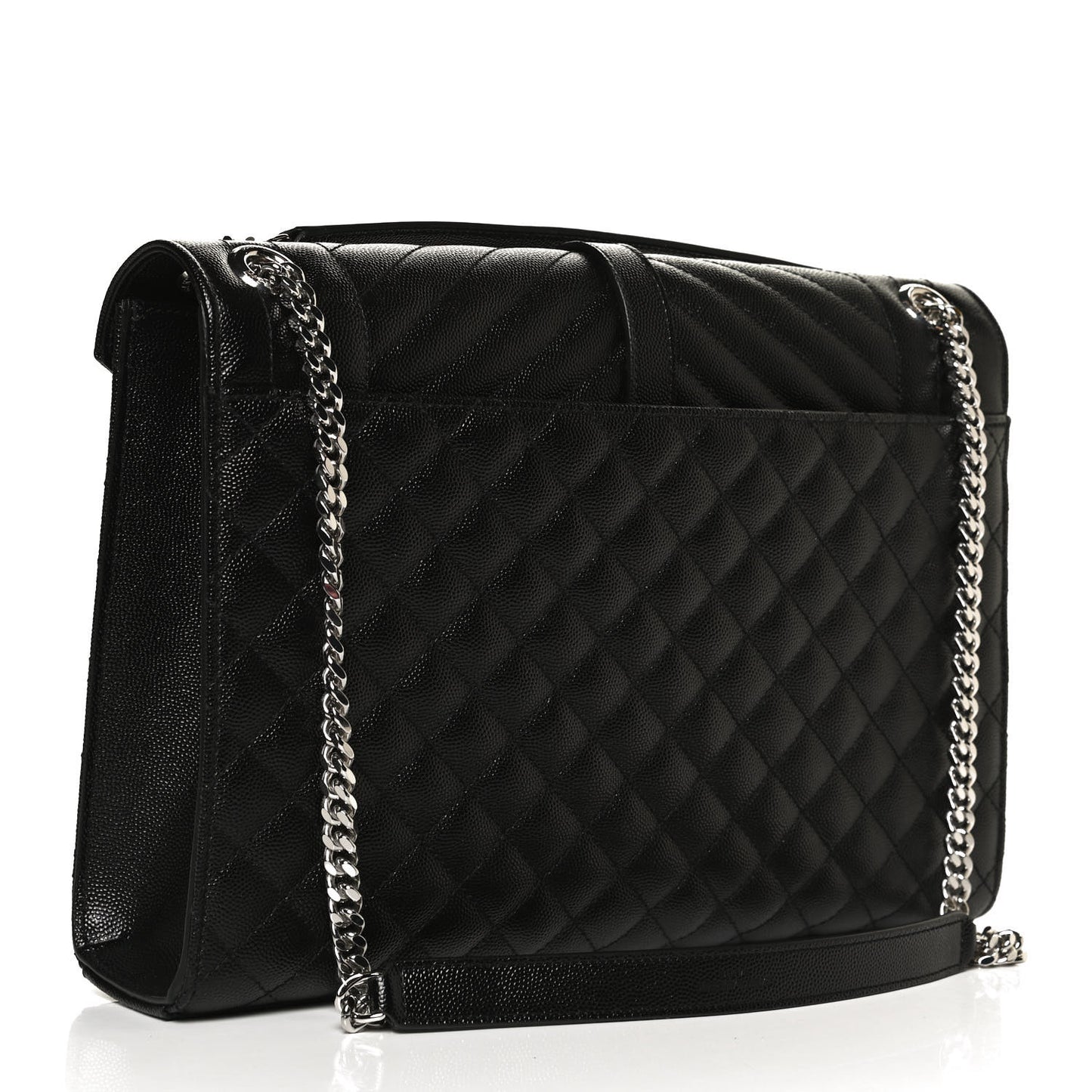 Grain De Poudre Textured Mixed Matelasse Large Triquilt Monogram Satchel Black