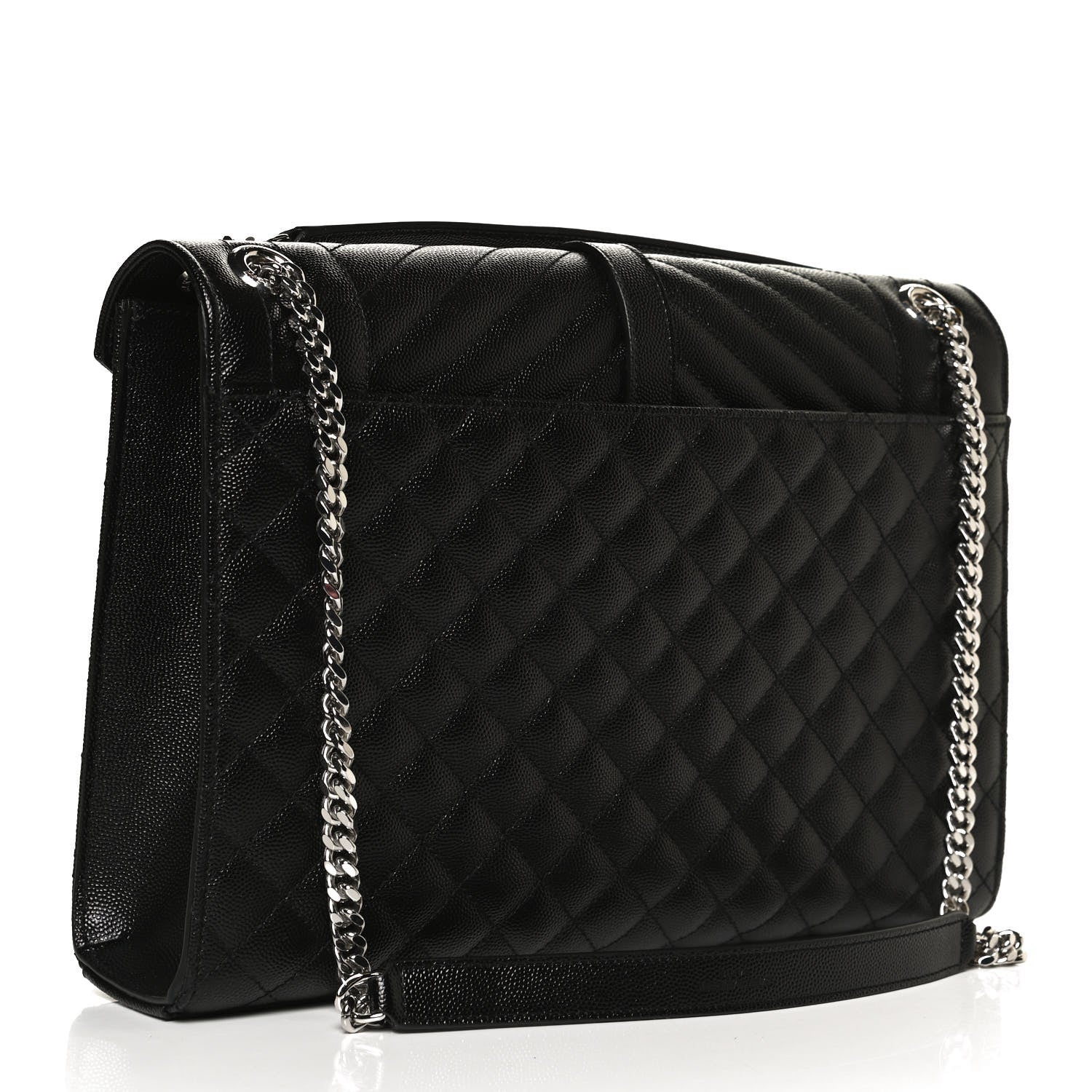 Saint Laurent Grain De Poudre Textured Mixed Matelasse Large Triquilt Monogram Satchel Black 3 of 11