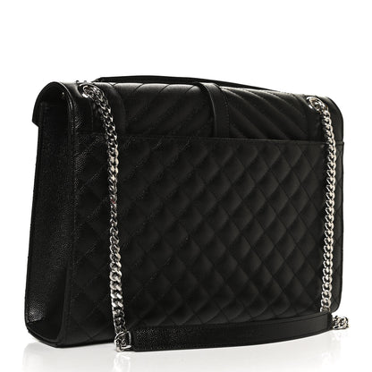 Saint Laurent Grain De Poudre Textured Mixed Matelasse Large Triquilt Monogram Satchel Black 3 of 11