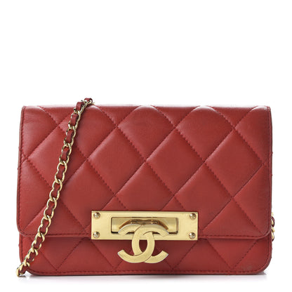 Chanel Lambskin Quilted Golden Class Wallet on Chain WOC Red 1 of 13