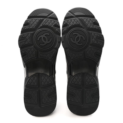 Chanel Lambskin Fabric CC Uniform Sneakers 40 Black 6 of 10