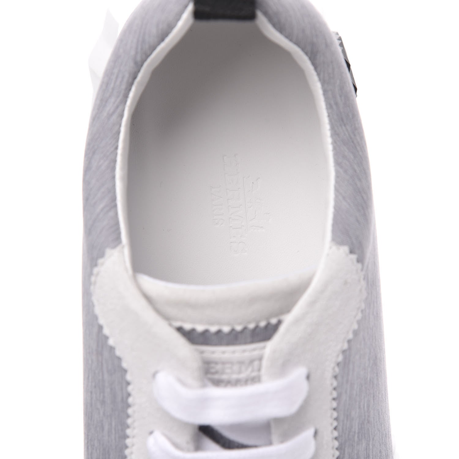 Hermes Technical Canvas Suede Goatskin Bouncing Sneakers 37 Gris White 6 of 8