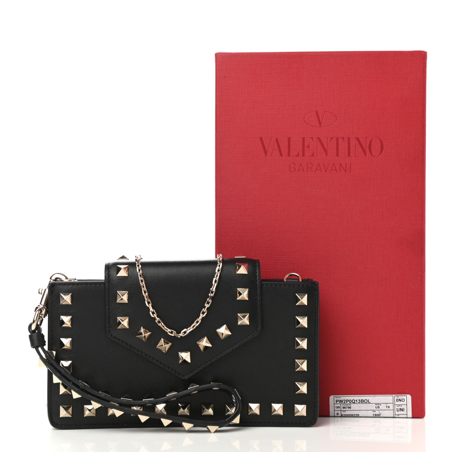 Valentino Garavani Calfskin Rockstud Phone Case With Chain Black 12 of 12