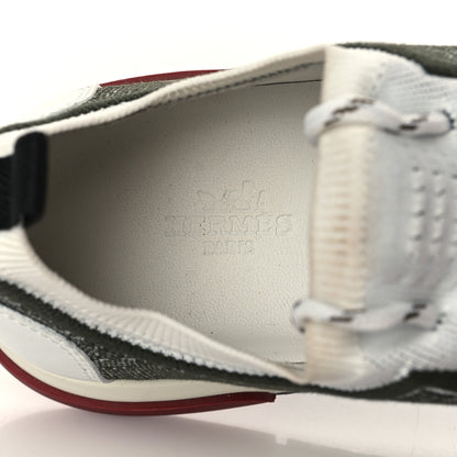 Hermes Knit Goatskin Womens Addict Sneakers 38.5 Vert The Imperial White 7 of 11