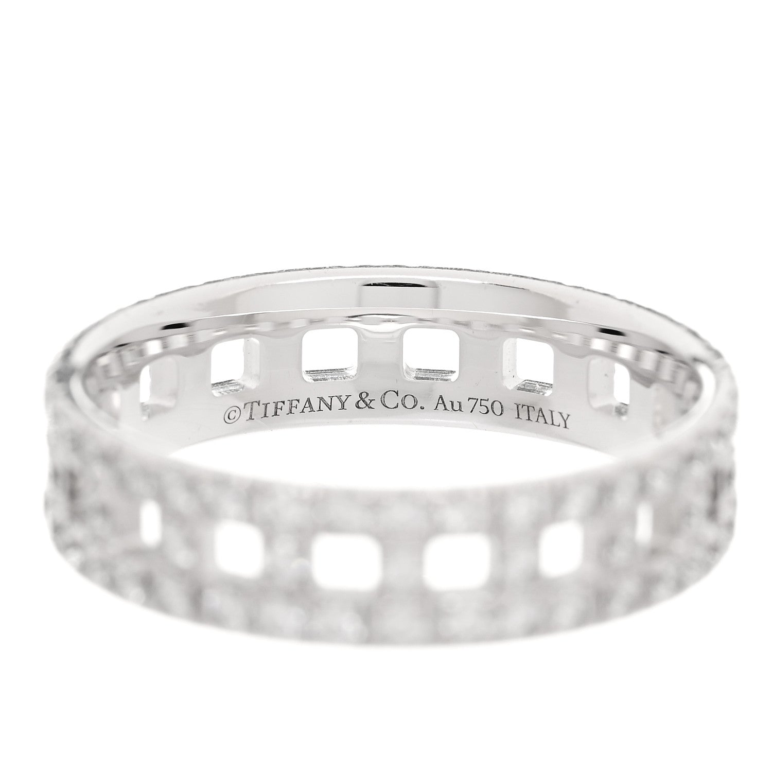 Tiffany 18K White Gold Diamond T True Wide Ring 60 9 4 of 5