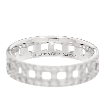 Tiffany 18K White Gold Diamond T True Wide Ring 60 9 4 of 5