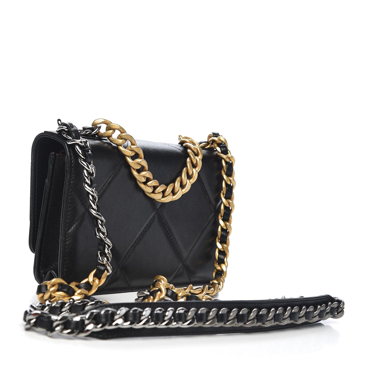 Goatskin Quilted 19 Wallet On Chain WOC Black