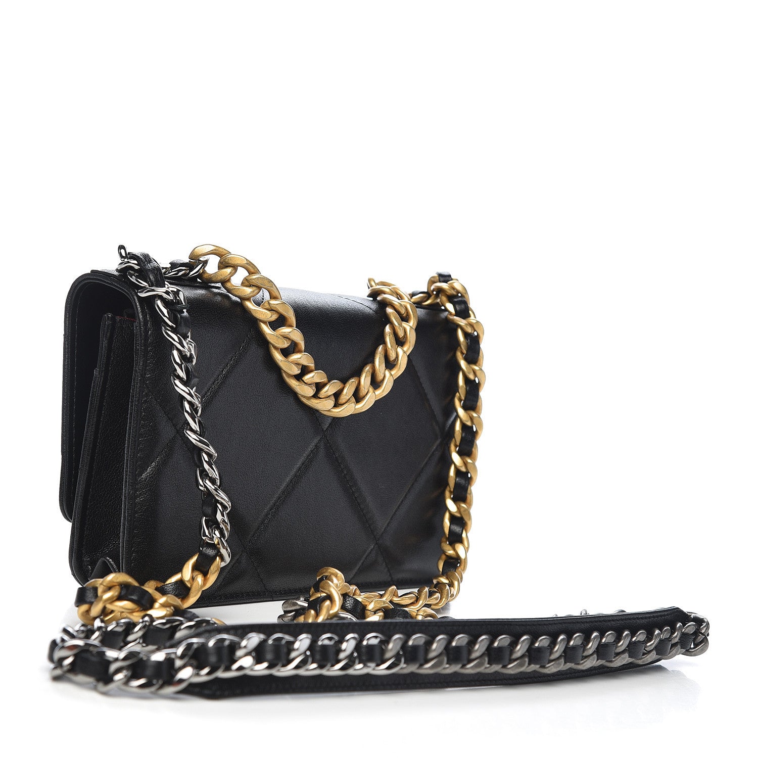 Chanel Goatskin Quilted 19 Wallet On Chain WOC Black 3 of 12