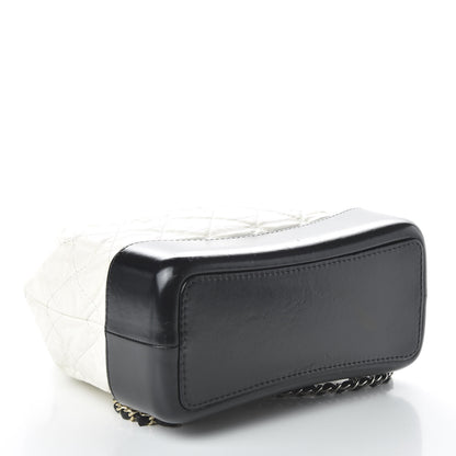 Chanel Aged Calfskin Quilted Small Gabrielle Backpack Black White 3 of 9