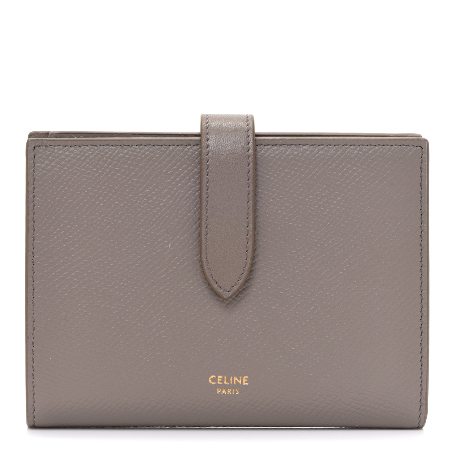 Grained Calfskin Medium Multifunction Strap Wallet Pebble