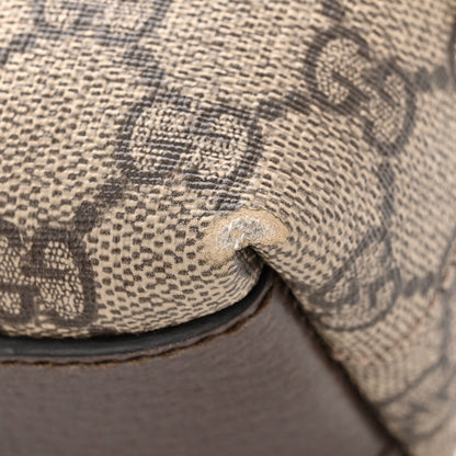 Gucci GG Supreme Monogram Textured Dollar Calfskin Web Small Ophidia Dome Shoulder Bag Beige Ebony New Acero 12 of 13