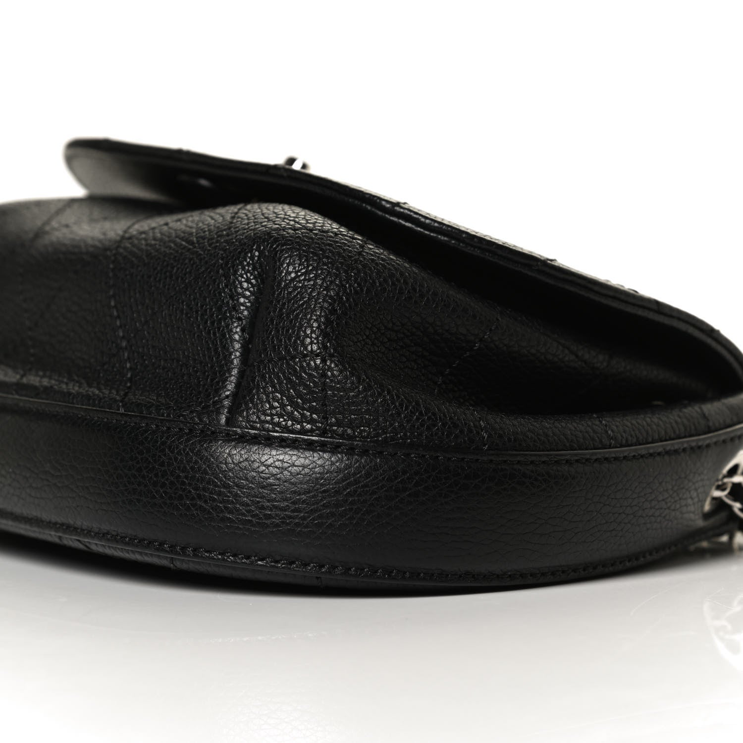 Chanel Grained Calfskin Stitched Messenger Flap Bag Black 10 of 13