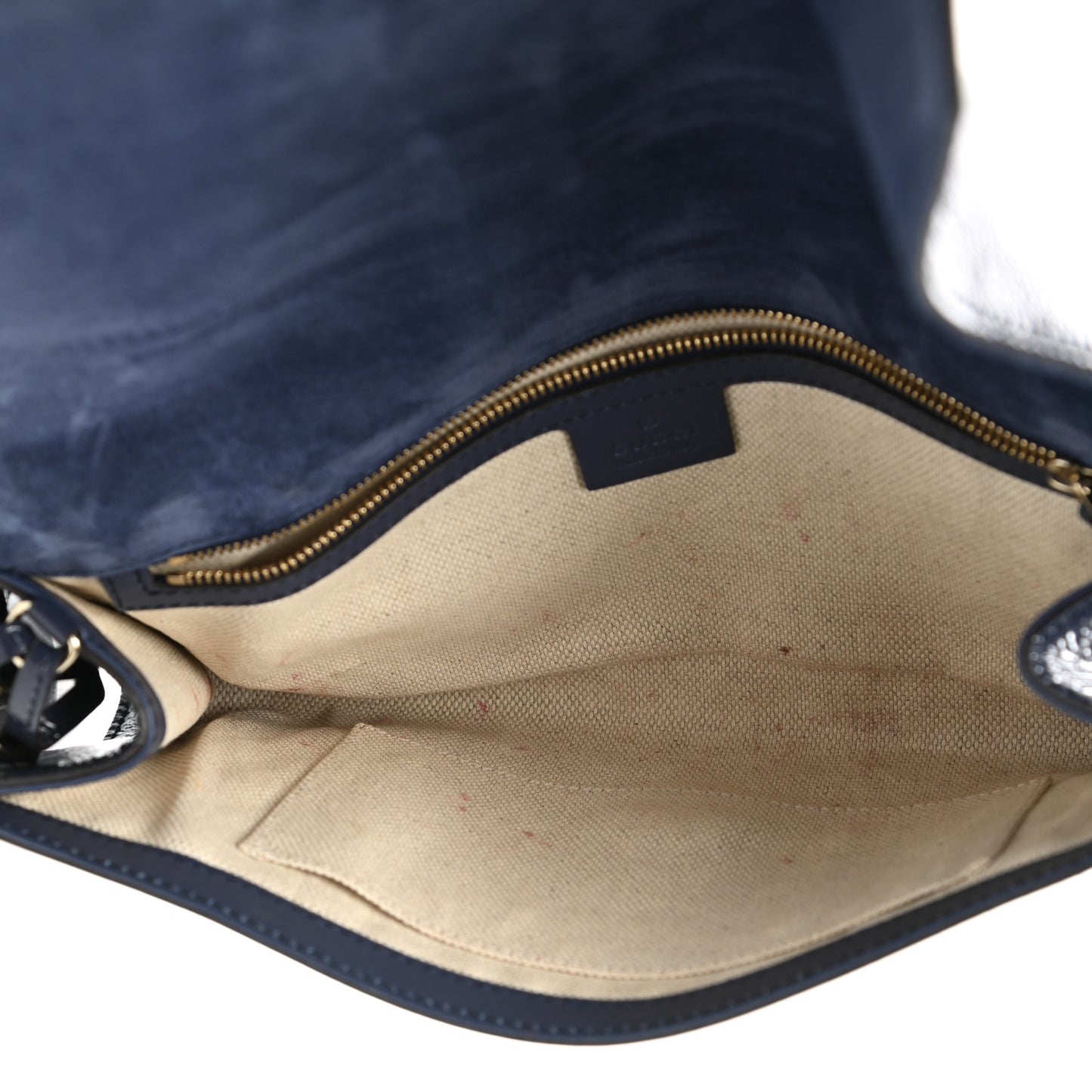 Soft Patent Medium Soho Clutch Uniform Blue