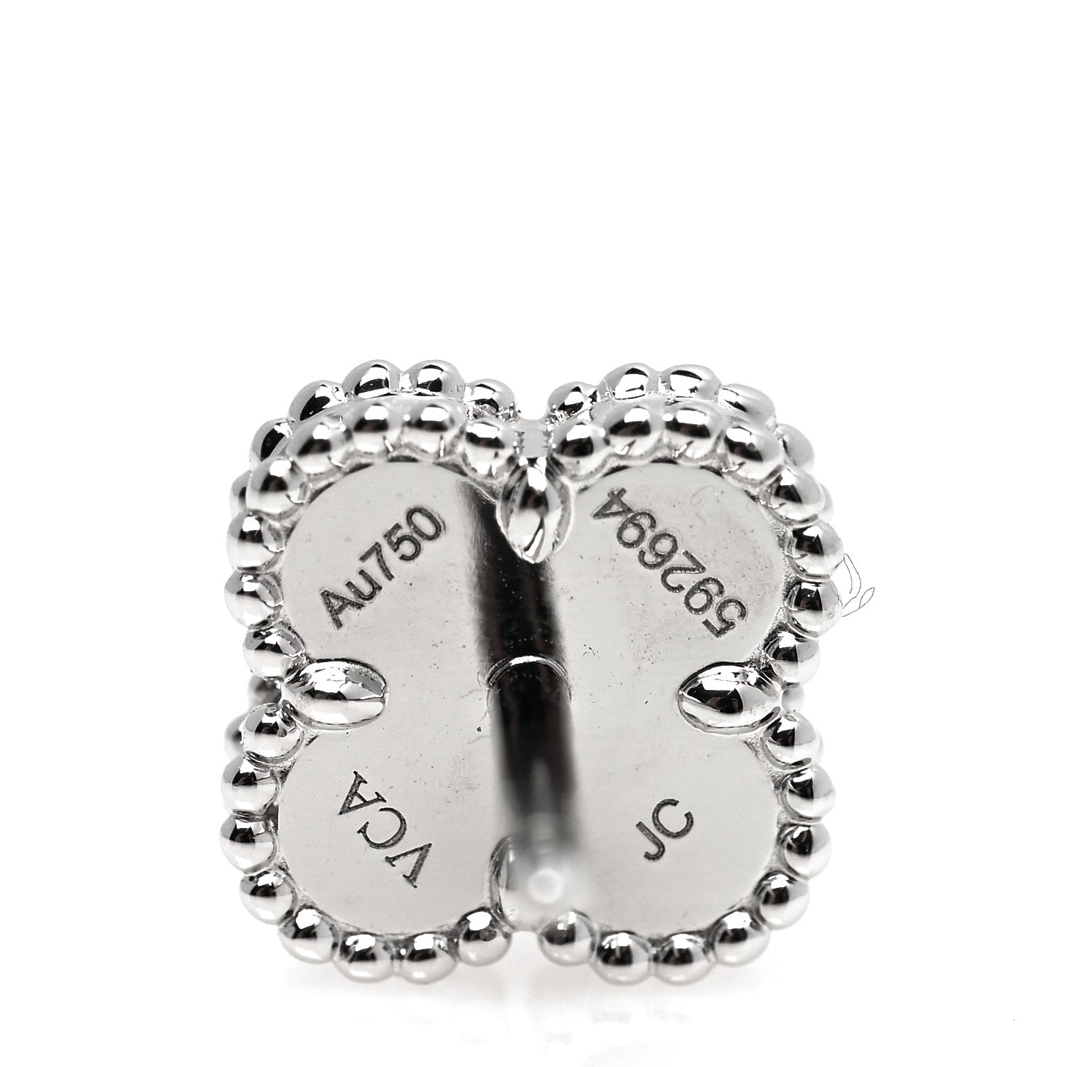 Van Cleef & Arpels 18K White Gold Mother of Pearl Sweet Alhambra Earrings 4 of 5