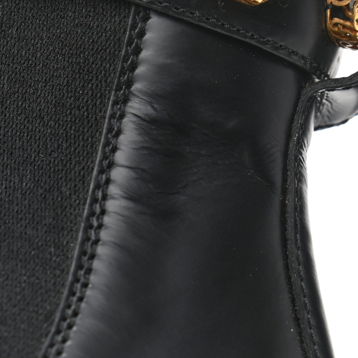 Calfskin Crystal GG Trip Chelsea Ankle Boots 37.5 Black