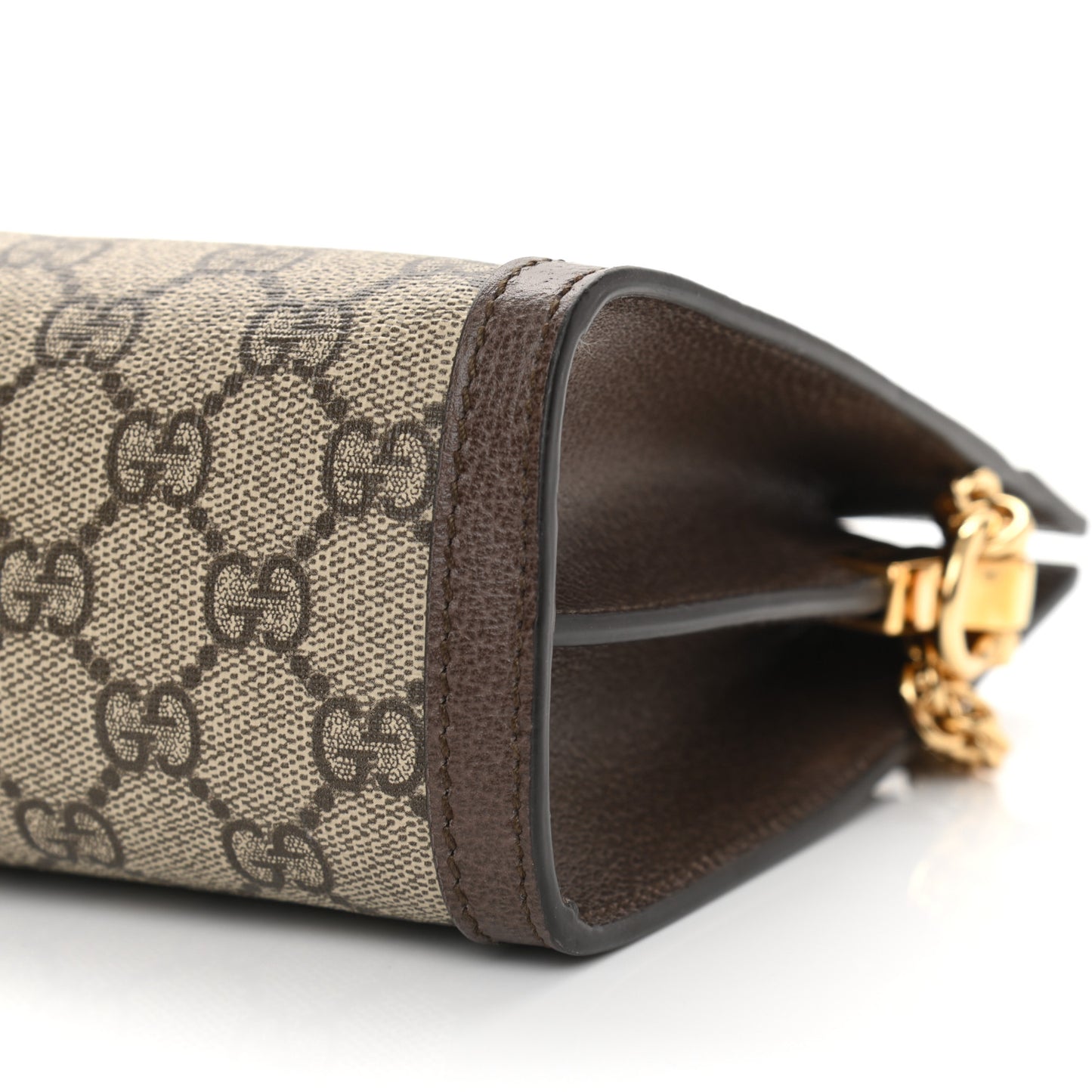 GG Supreme Monogram Web Small Ophidia Chain Shoulder Bag Brown