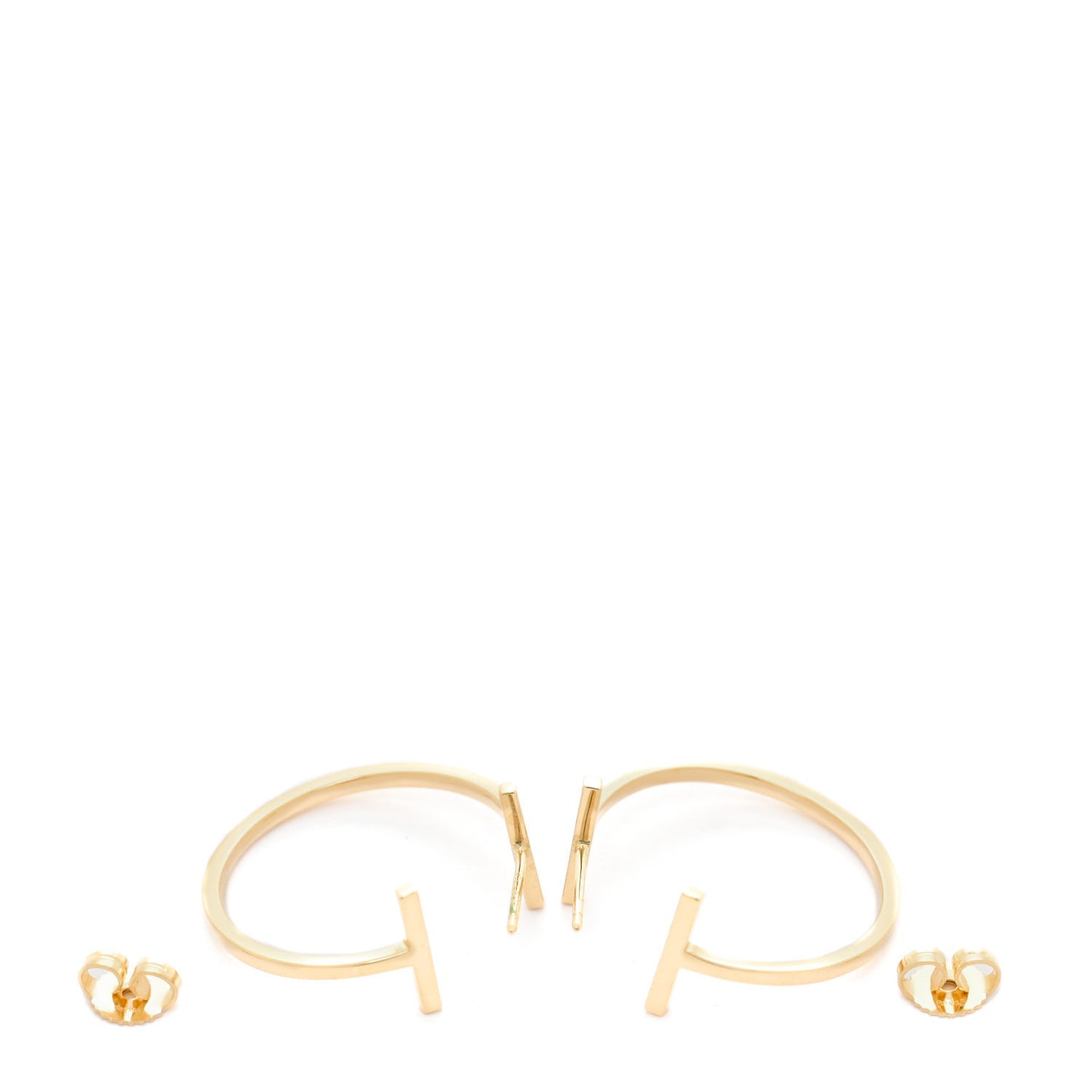 18K Yellow Gold Medium T Wire Hoop Earrings