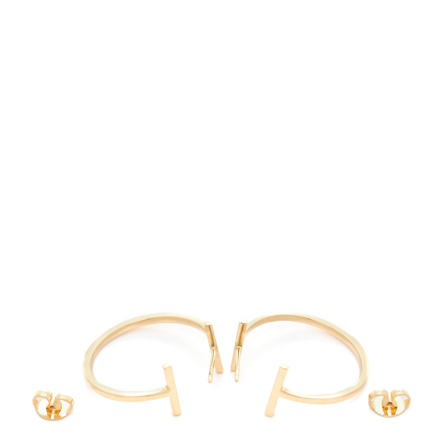 Tiffany 18K Yellow Gold Medium T Wire Hoop Earrings 3 of 5