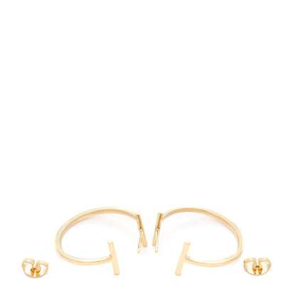 Tiffany 18K Yellow Gold Medium T Wire Hoop Earrings 3 of 5