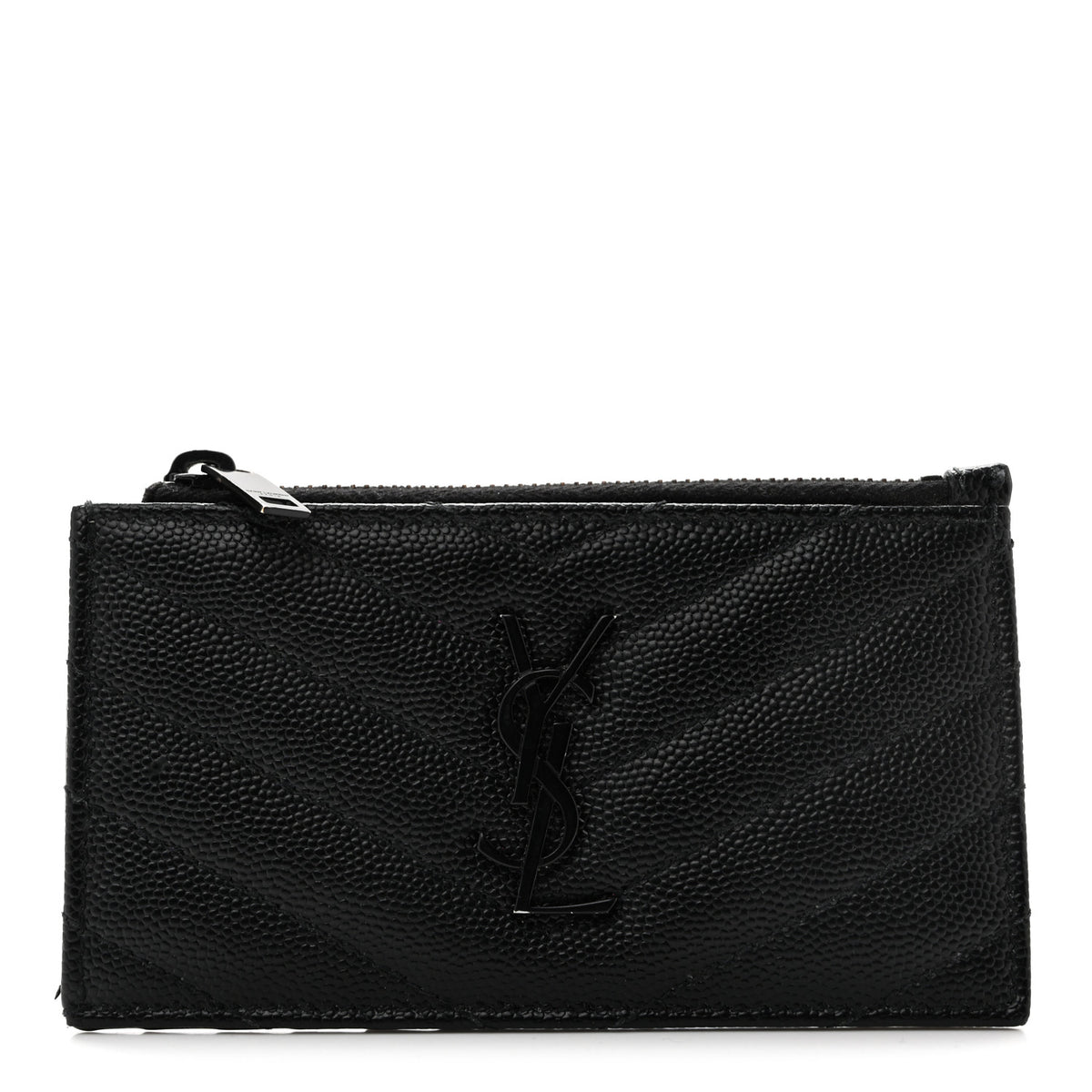 Grain De Poudre Matelasse Chevron Monochrome Fragments Zippered Card Case Black