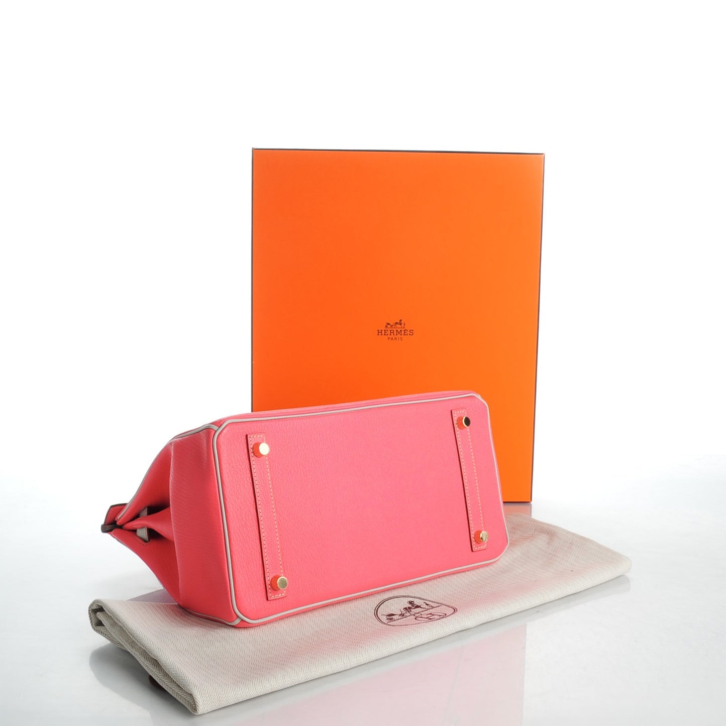 Chevre Mysore Bi-Color Horseshoe Birkin 30 Rose Lipstick Gris Perle