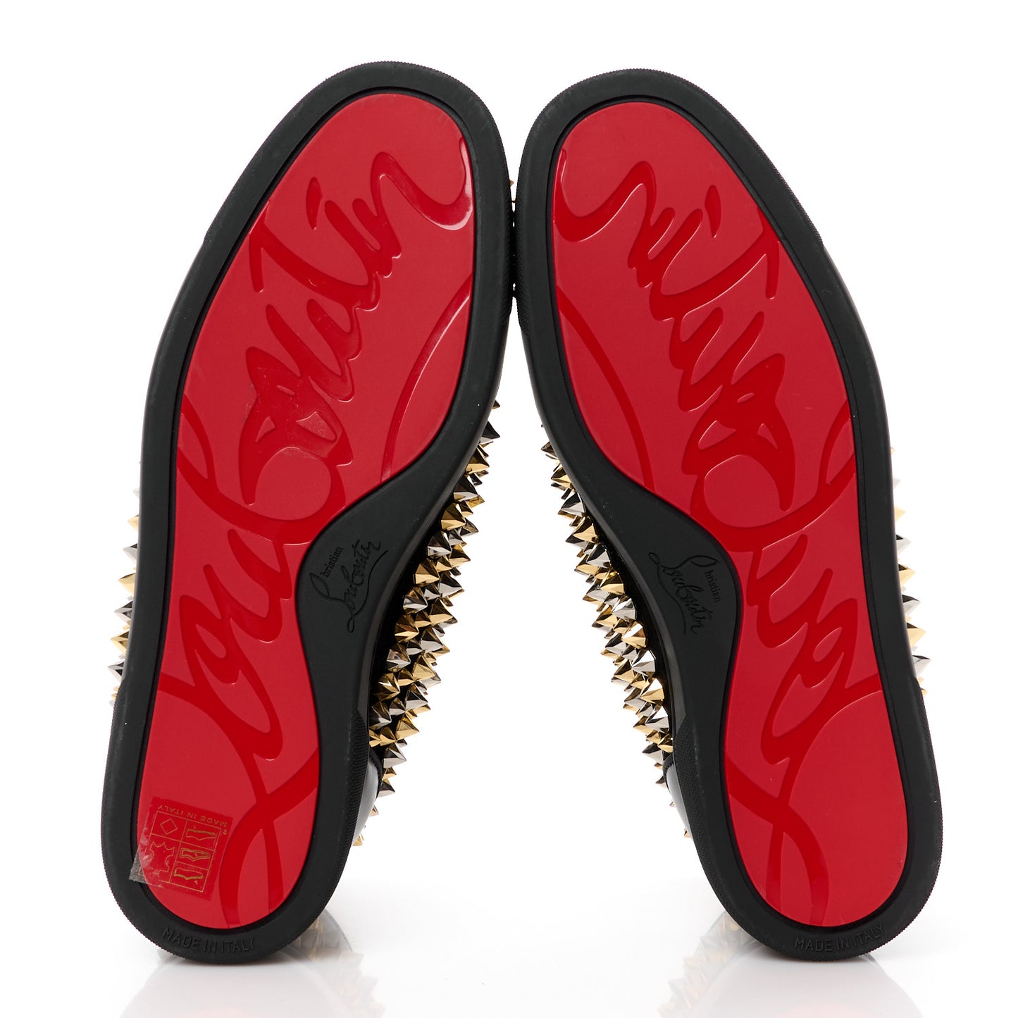 Calfskin Louis Spikes Flat Mens Sneakers 40.5 Black
