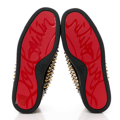 Christian Louboutin Calfskin Louis Spikes Flat Mens Sneakers 40.5 Black 5 of 9