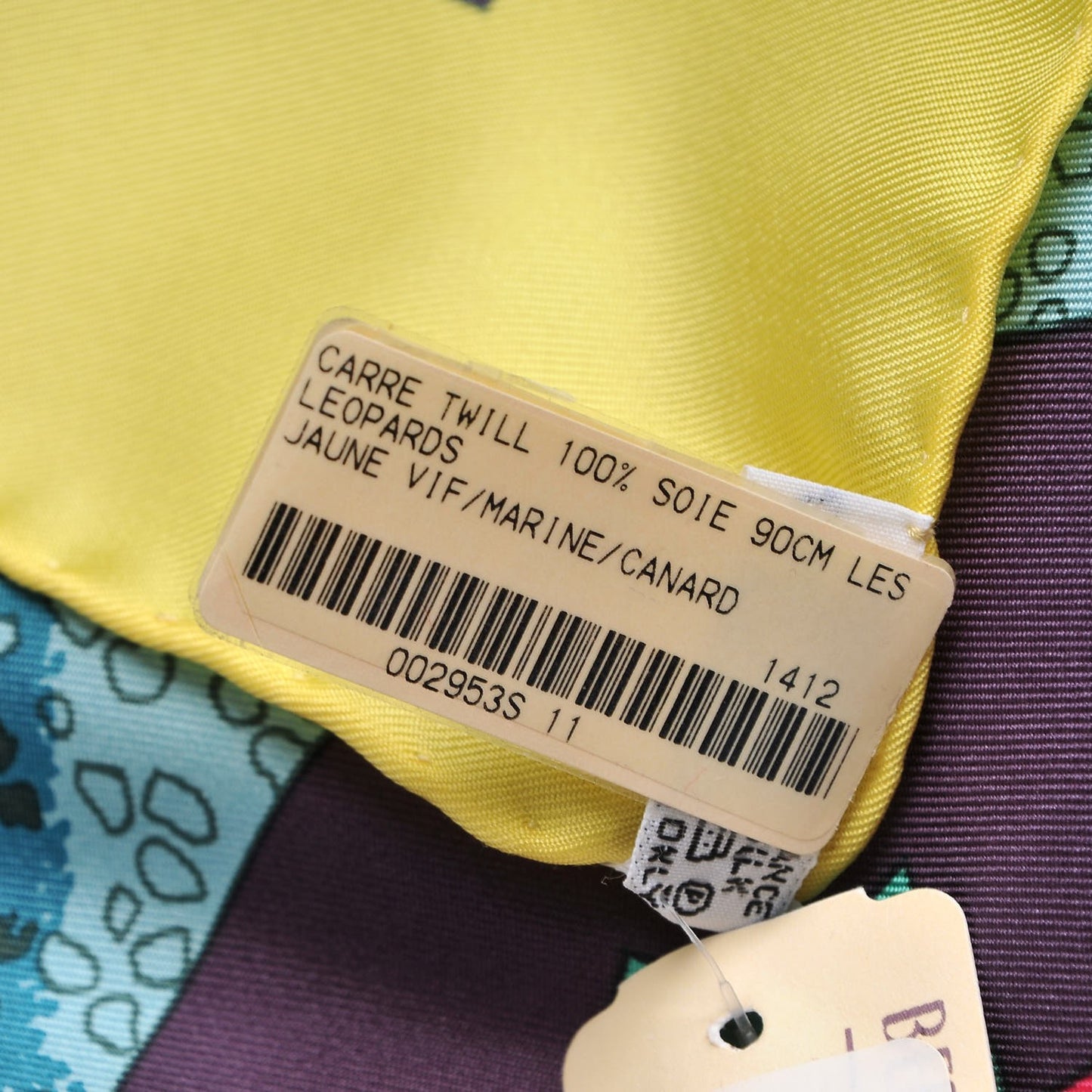 Silk Les Leopards Scarf 90 Jaune Vif Marine Canard