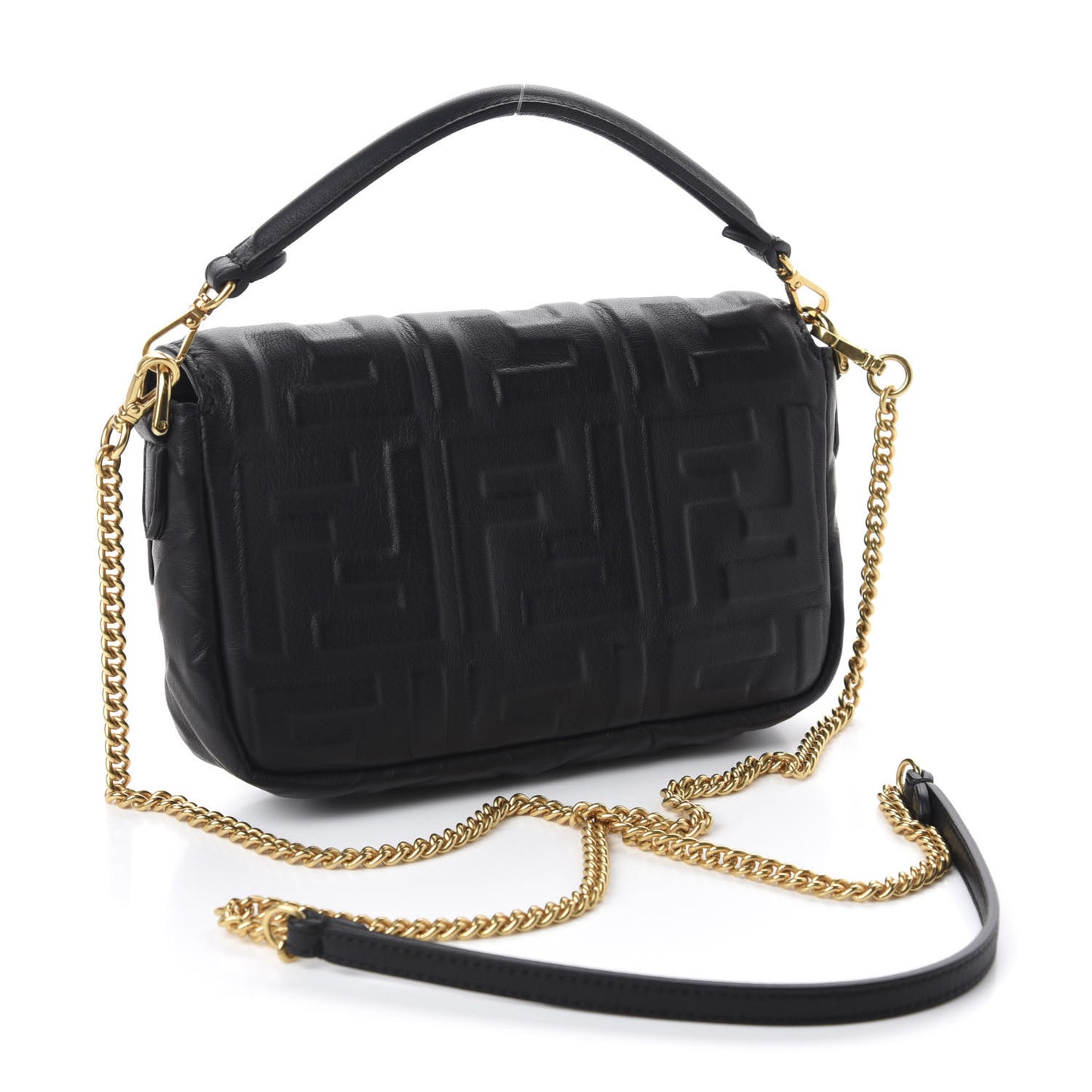 Nappa FF 1974 Embossed Mini Baguette Black