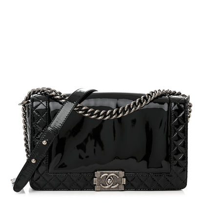 Chanel Patent New Medium Boy Reverso Flap Black 1 of 10