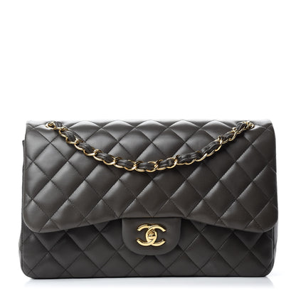 Chanel Lambskin Quilted Jumbo Double Flap Grey 1 of 12