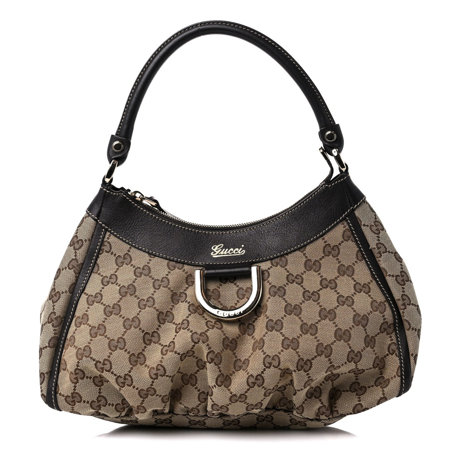 Monogram Medium D Gold Ring Hobo Dark Brown