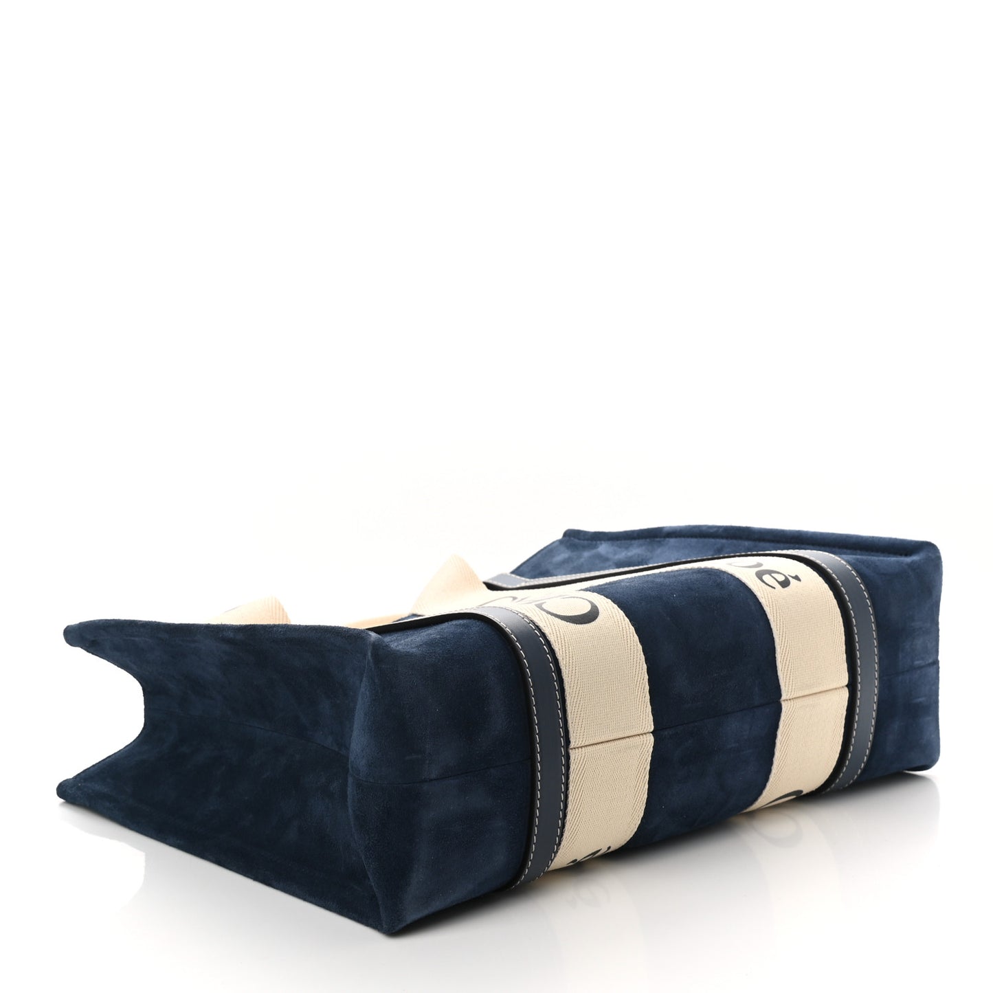 Suede Calfskin Medium Woody Ribbon Tote Navy