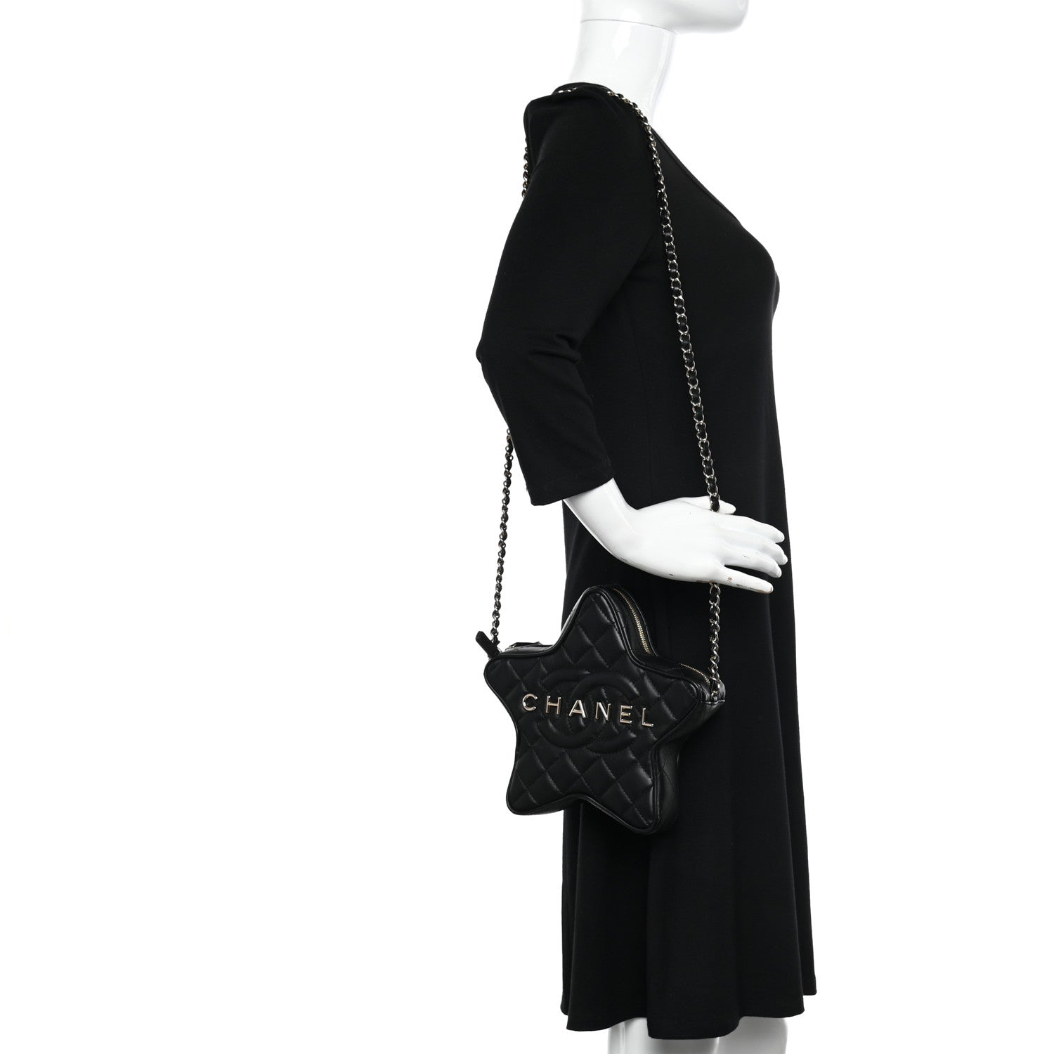 Chanel Lambskin Quilted Walk of Fame Star Bag Black 2 of 11