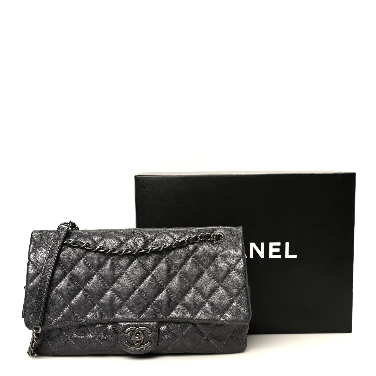 Chanel Iridescent Caviar Quilted Large Chic Flap Grey 11 of 11