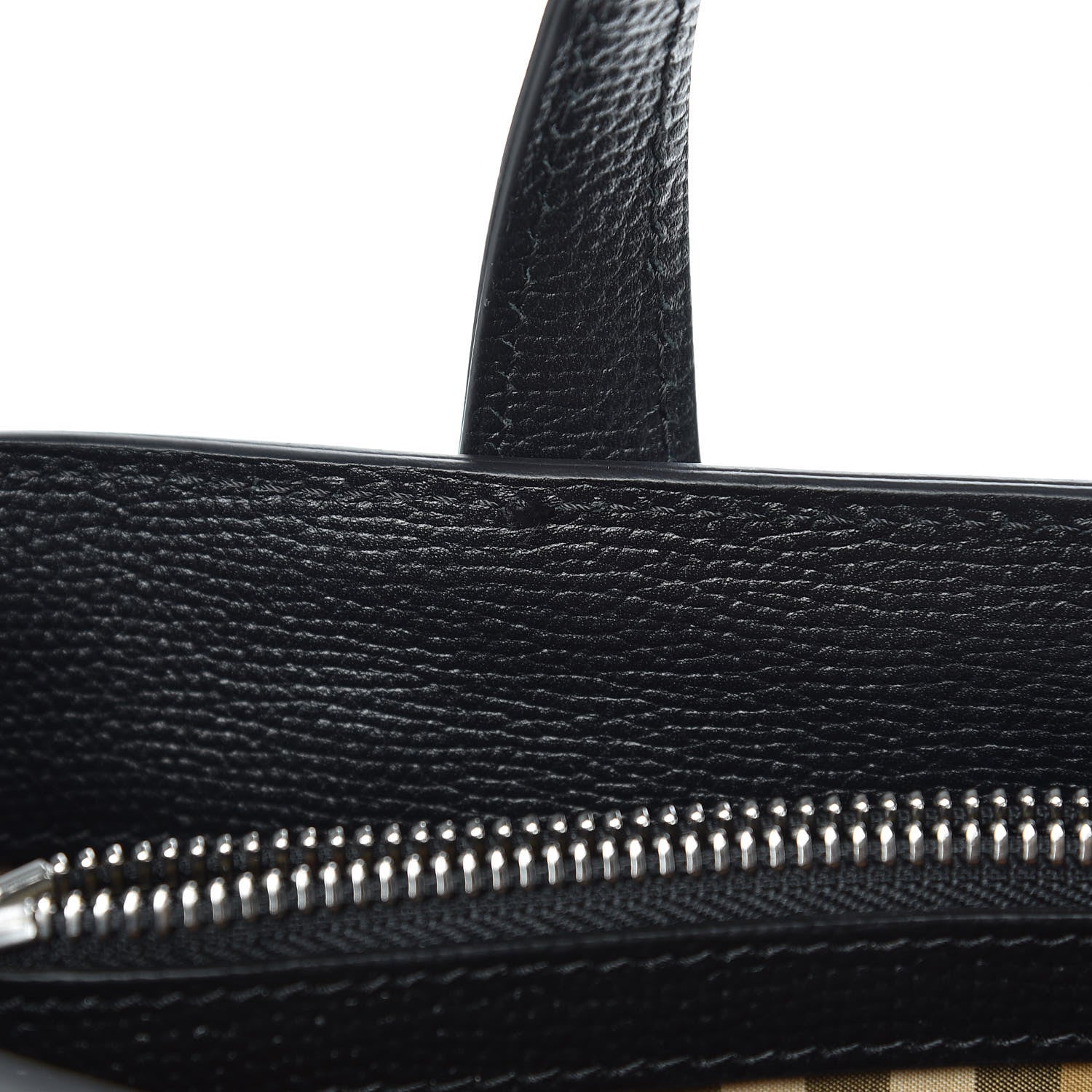 Burberry Derby Calfskin House Check Medium Banner Tote Black 10 of 14